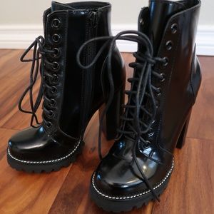 legion lace up high heel booties